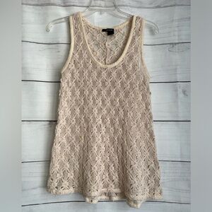 DKNY Lace Overlay Tank - off white, coral hue - SZ: Large